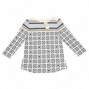 Charter Club Petite Women's Tile Print Boat-Neck Top - Size PM